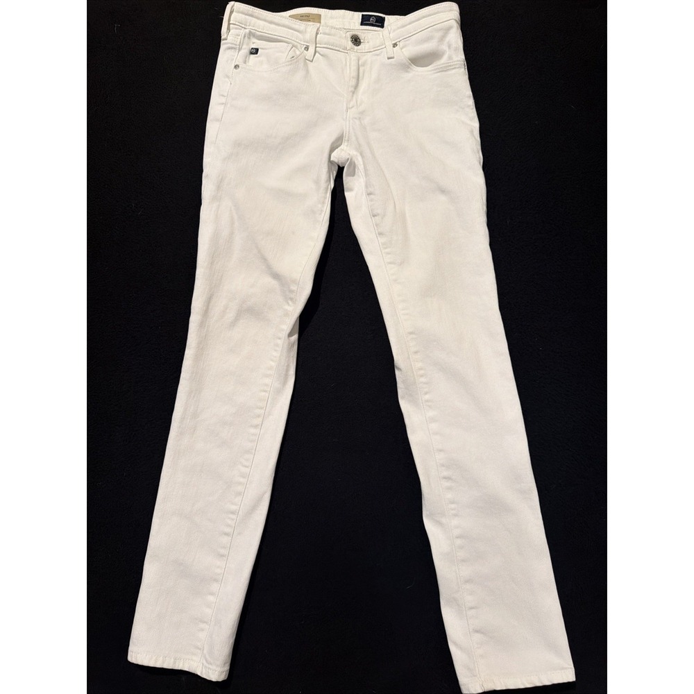 AG Adriano Goldschmied The Stilt Cigarette Leg Pants White Denim Jeans Sz 26